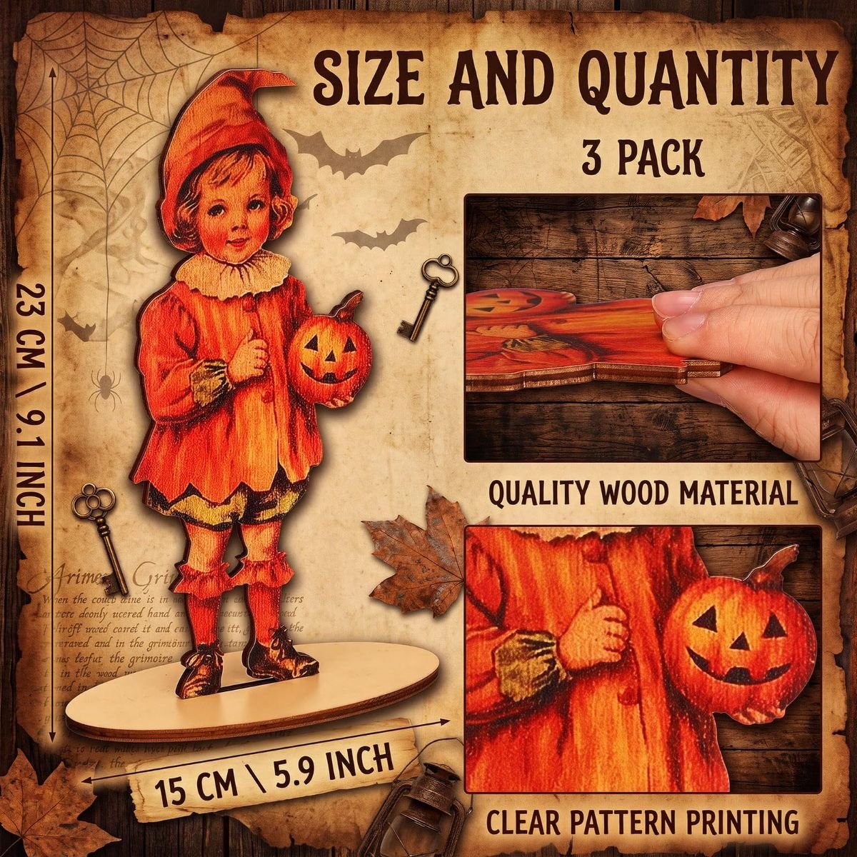 Vintage Wooden Table Signs — 3 Piece, 23 x 15cm
