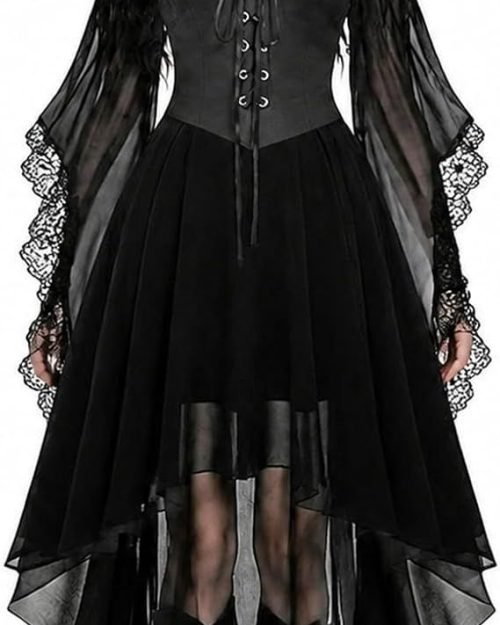 Gothic Witch Dress — Grey, XXL