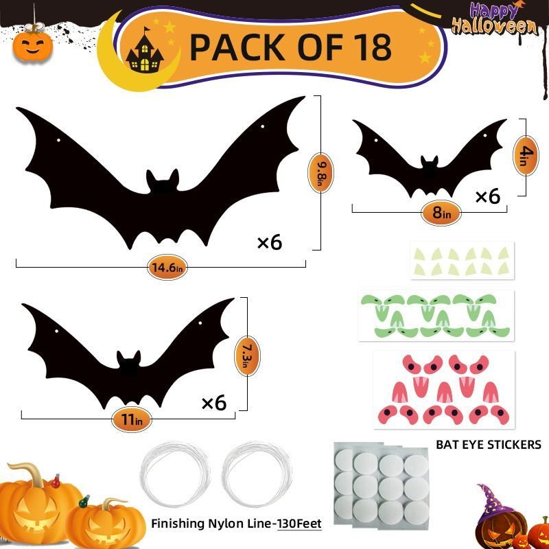 3D Hanging Bats — 18 Piece, 3 Styles