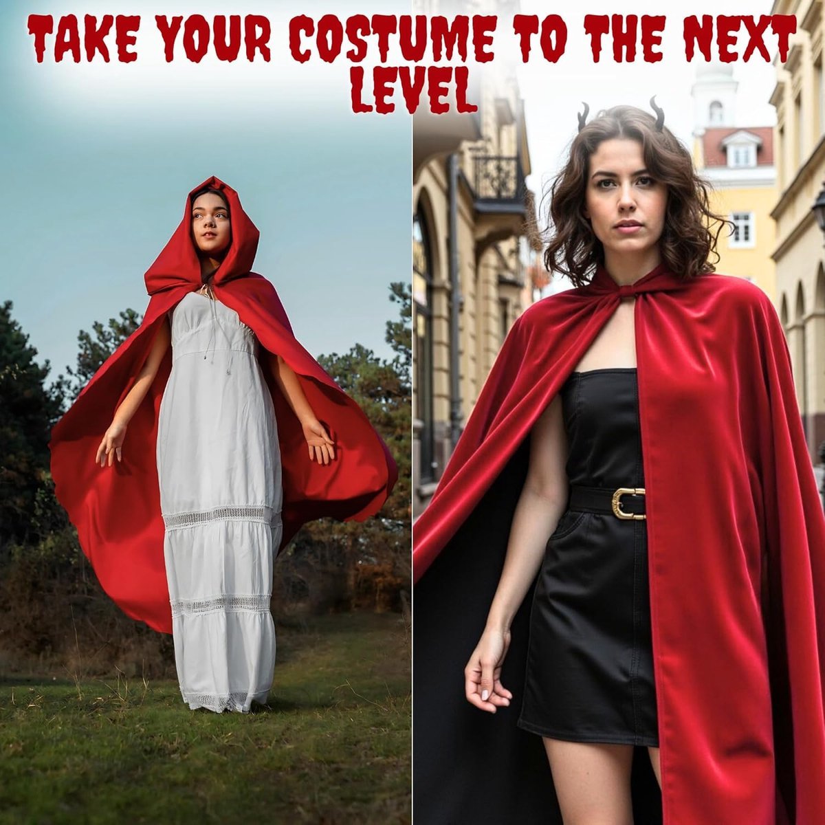 Luxury Red Hooded Velour Coat — 170cm / XXL