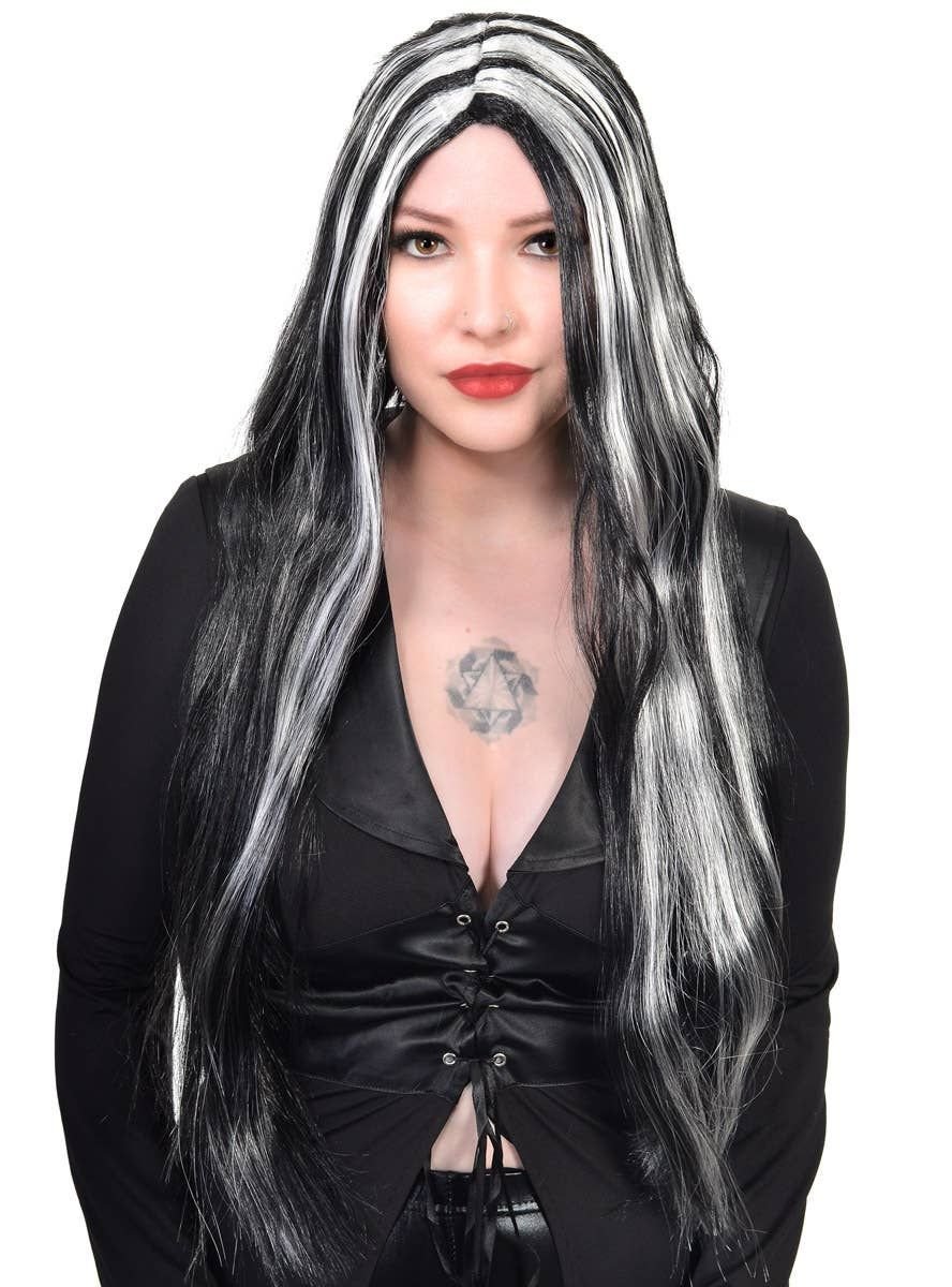 Streaked Black & White Wig
