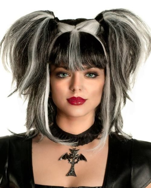 Messy Pigtails Wig — Black & White