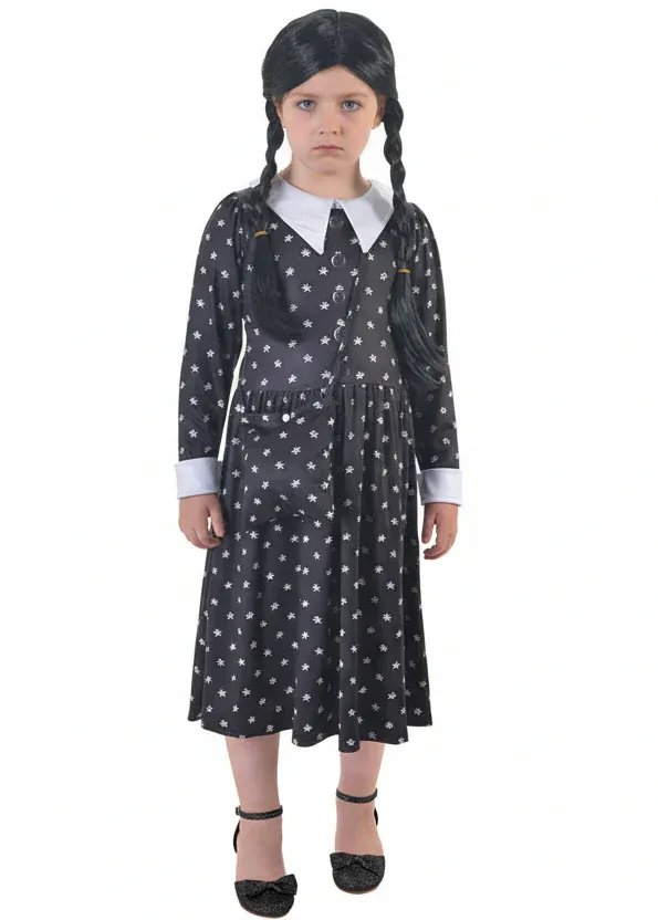 Wednesday Addams Girls Costume & Bag