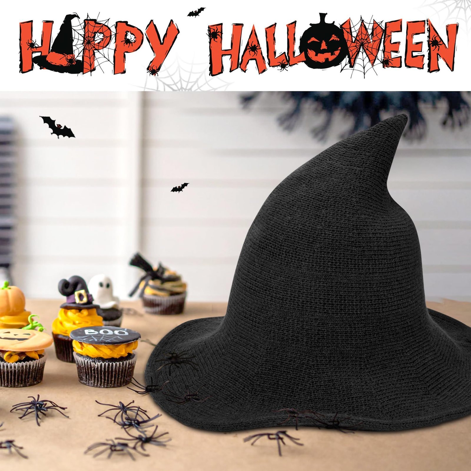 Wide-Brim Foldable Witch Hat