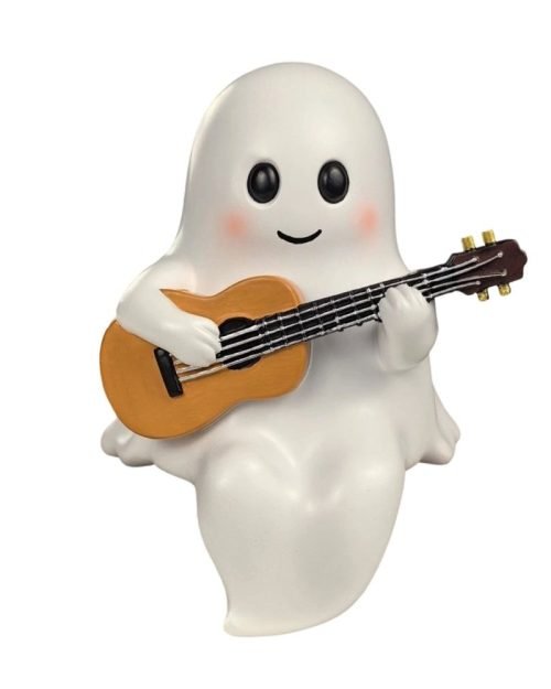 Ghost Figurine with Pink Bow