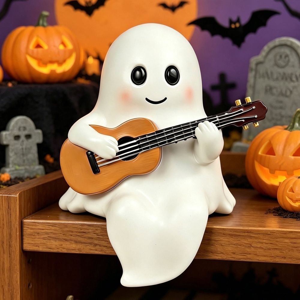 Ghost Figurine with Pink Bow