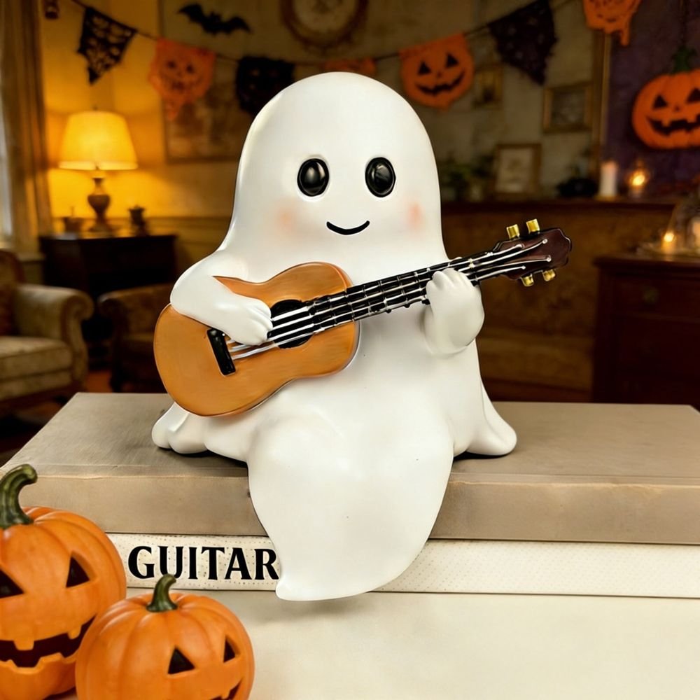 Ghost Figurine with Pink Bow