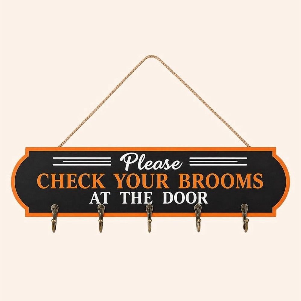 Broom Parking Sign with 3 Hooks
