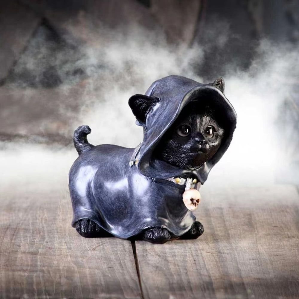 Caped Cat Skull Statue