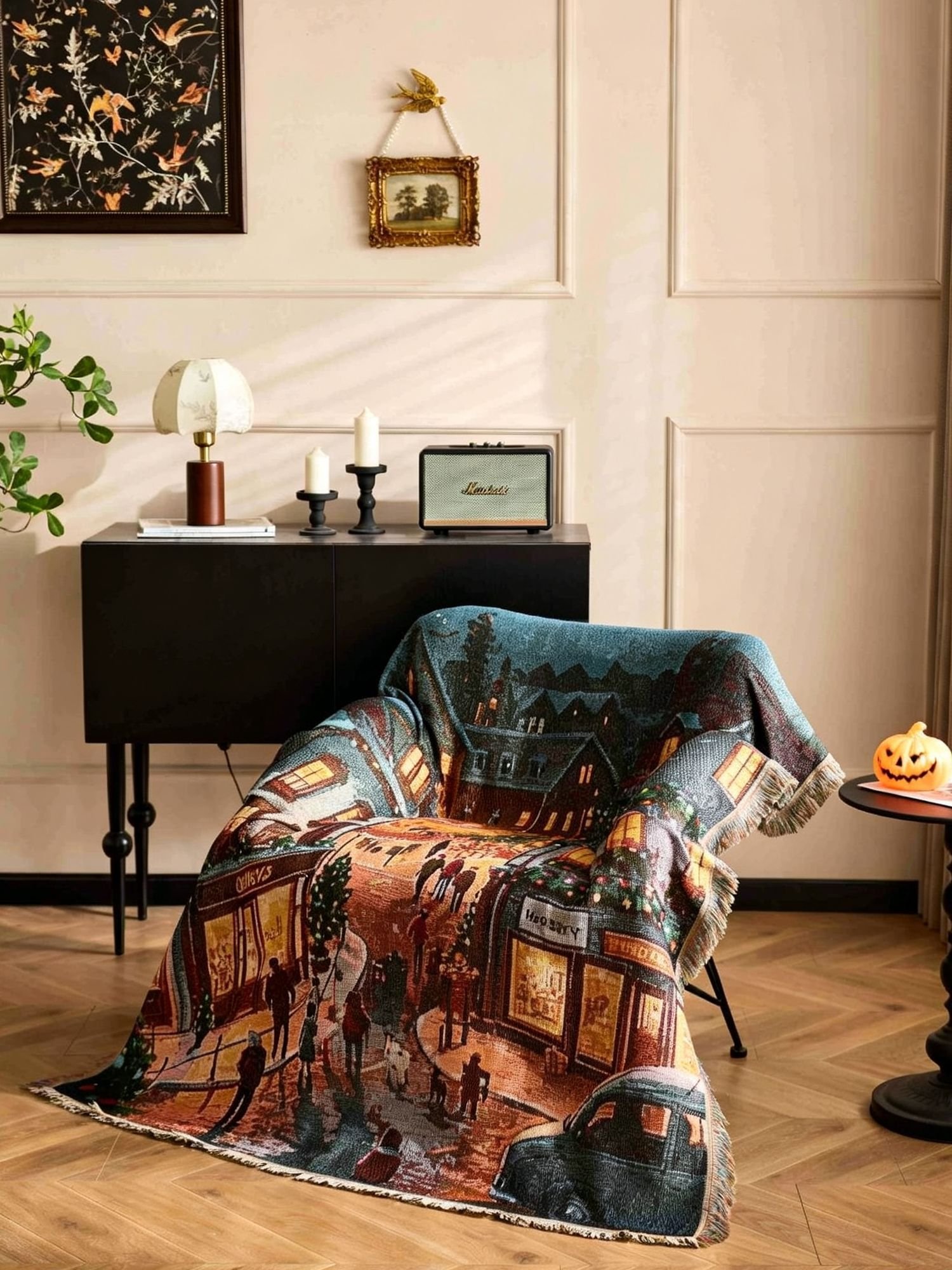 Festive Tapestry Throw Blanket