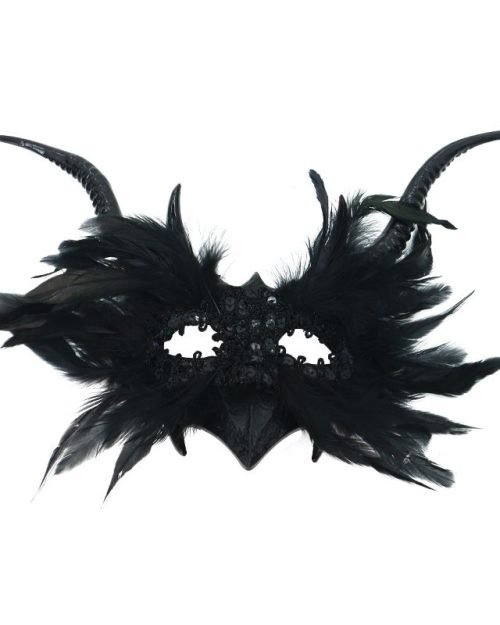 Gothic Demon Horn Mask — Black
