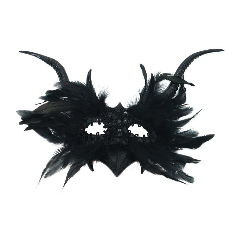 Gothic Demon Horn Mask — Black