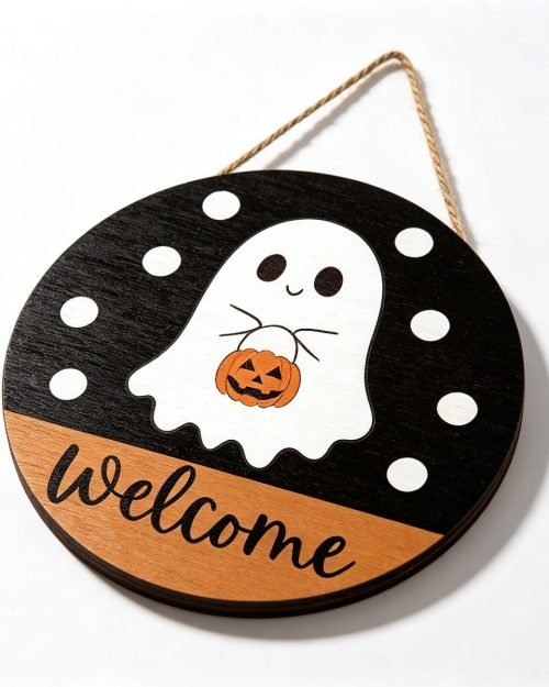 Ghost Welcome Hanging Sign — 12 inch
