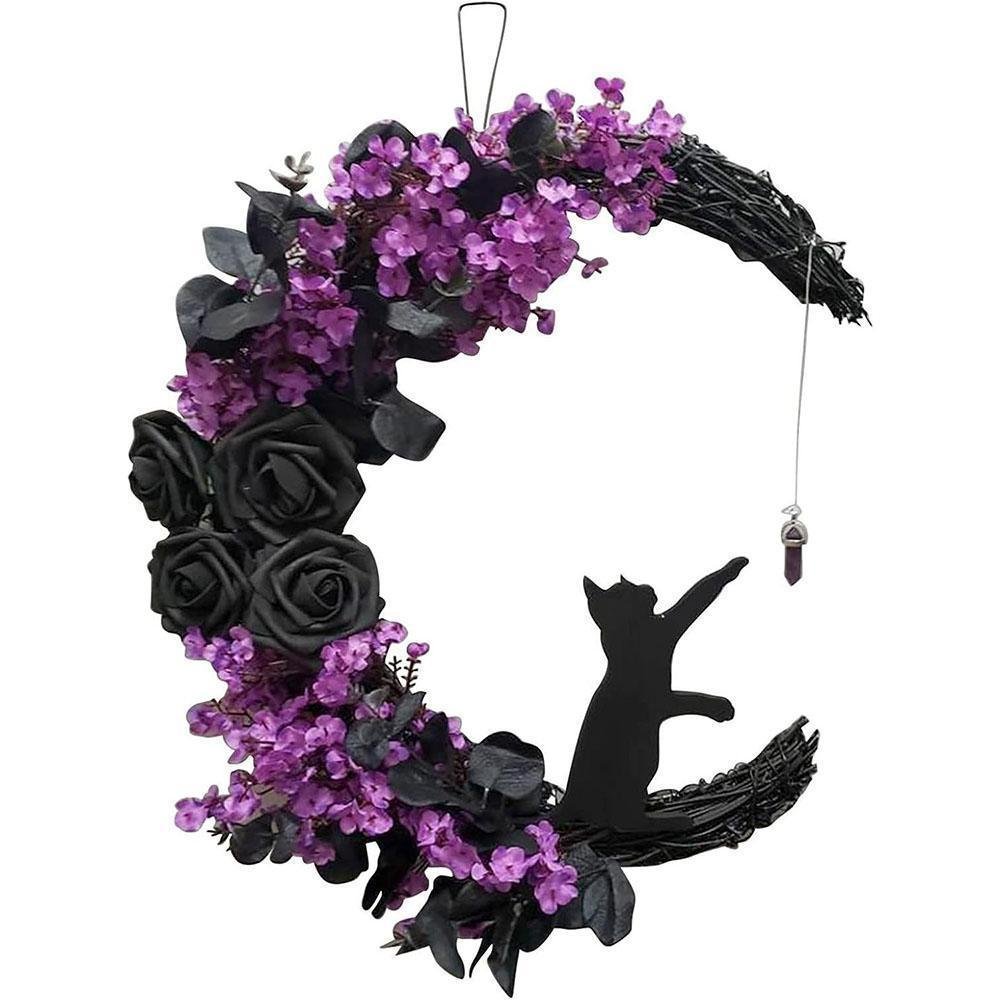 Moon Cat Garland with Roses — 2 Piece