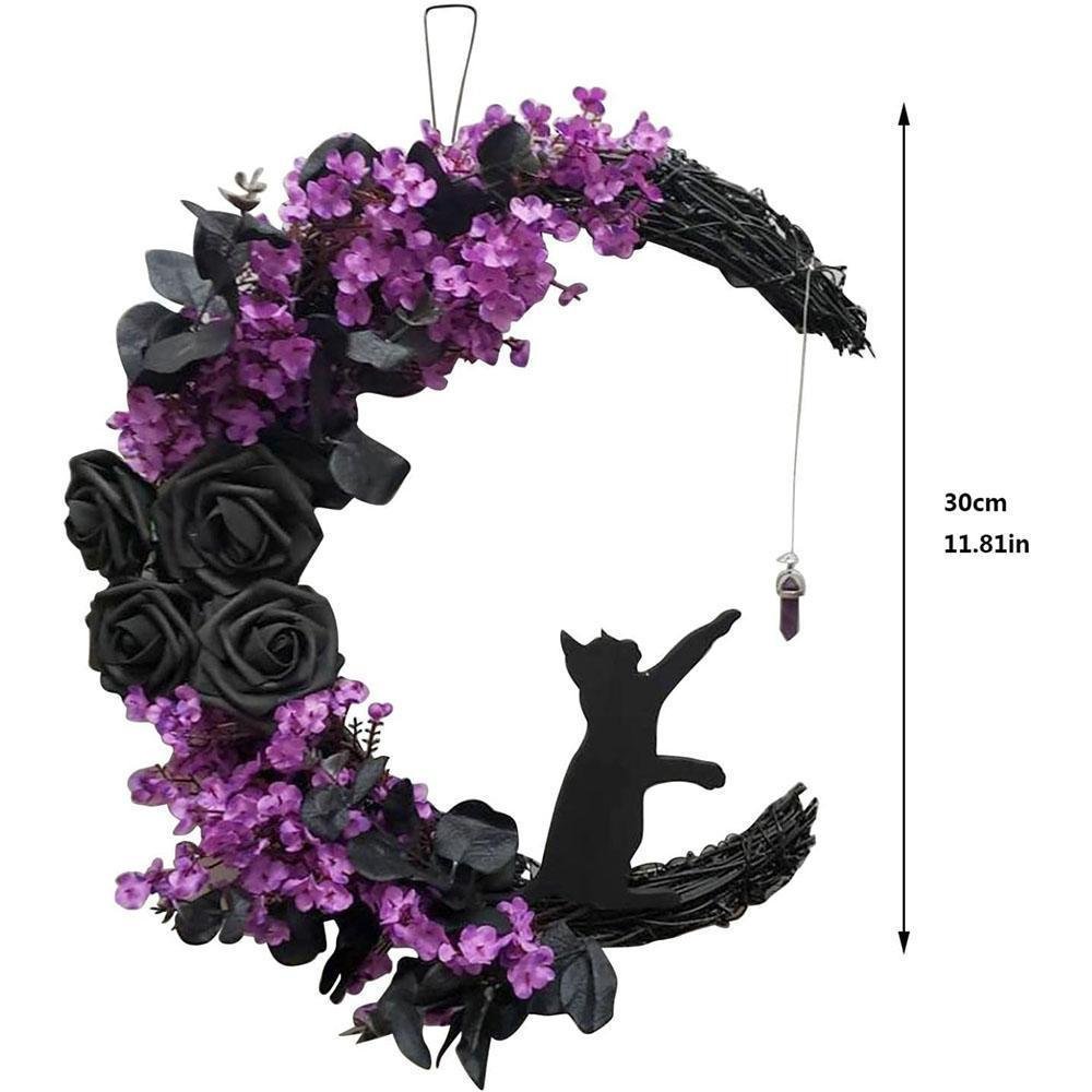 Moon Cat Garland with Roses — 2 Piece