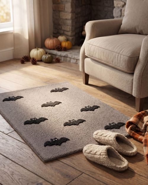 Jacquard Ghost & Pumpkin Bath Mat