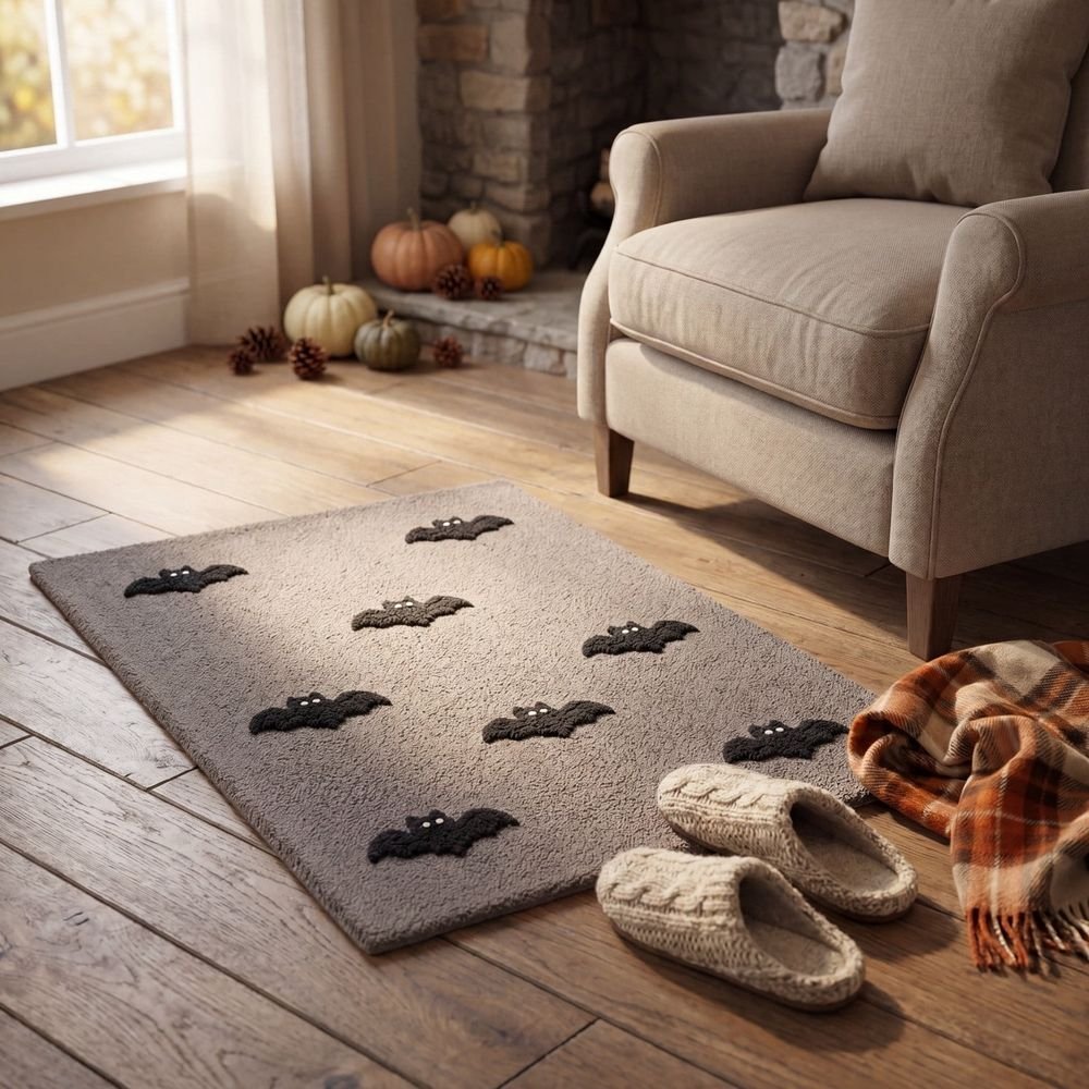 Jacquard Ghost & Pumpkin Bath Mat