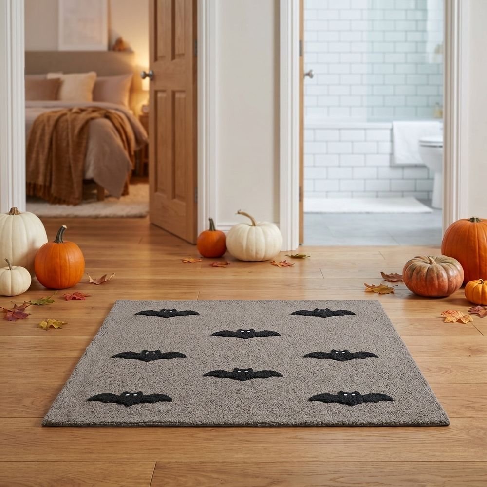 Jacquard Ghost & Pumpkin Bath Mat
