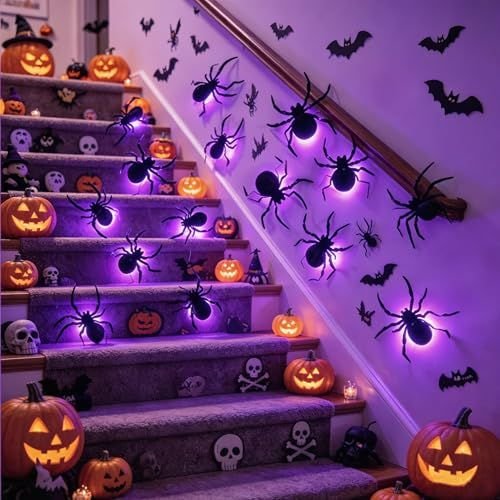 LED Light-Up Spiders — 36 Pack, Purple