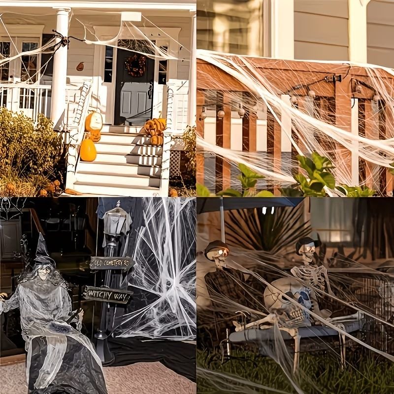 White Spider Web with Black Spiders